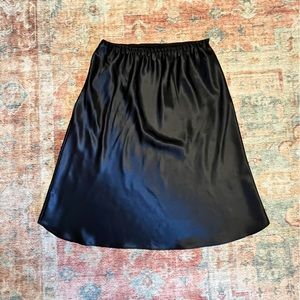 Knee Length Black Slip Skirt with Elastic Waist